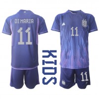 Argentina Angel Di Maria #11 Replica Away Minikit World Cup 2022 Short Sleeve (+ pants)